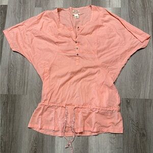 Ruff Hewn Coral Button-Front Tunic